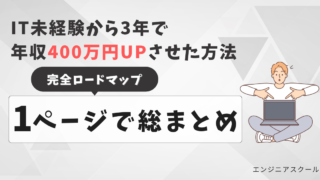 【ロードマップ】IT未経験から3年で年収400万円UPさせた方法を1ページで総まとめ【キャリアアップ戦略】